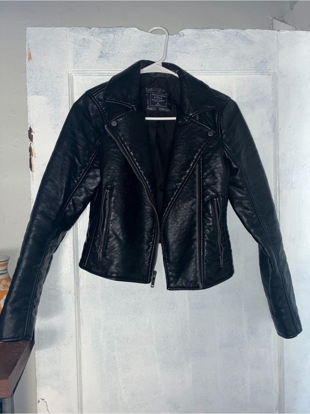 Abercrombie & Fitch Black Faux Leather Moto Jacket